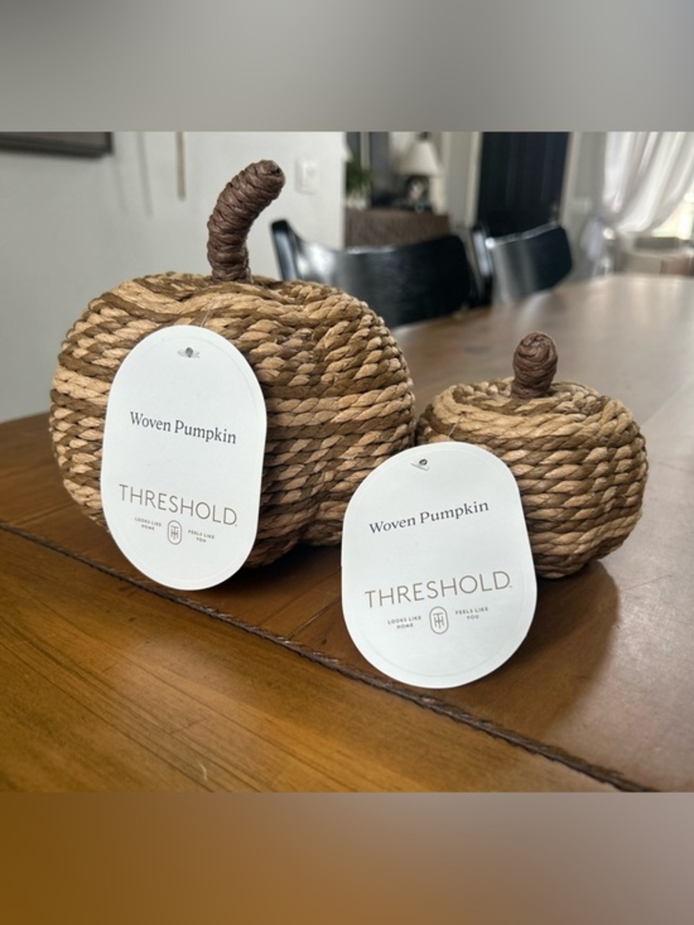 NWT Threshold Woven Rope Pumpkins - Natural Brown